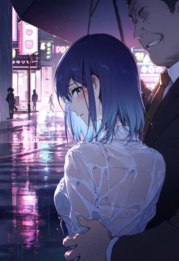 【二次エロ】黒川あかねの青髪と雨の中での抱擁で中出し♥ の表紙