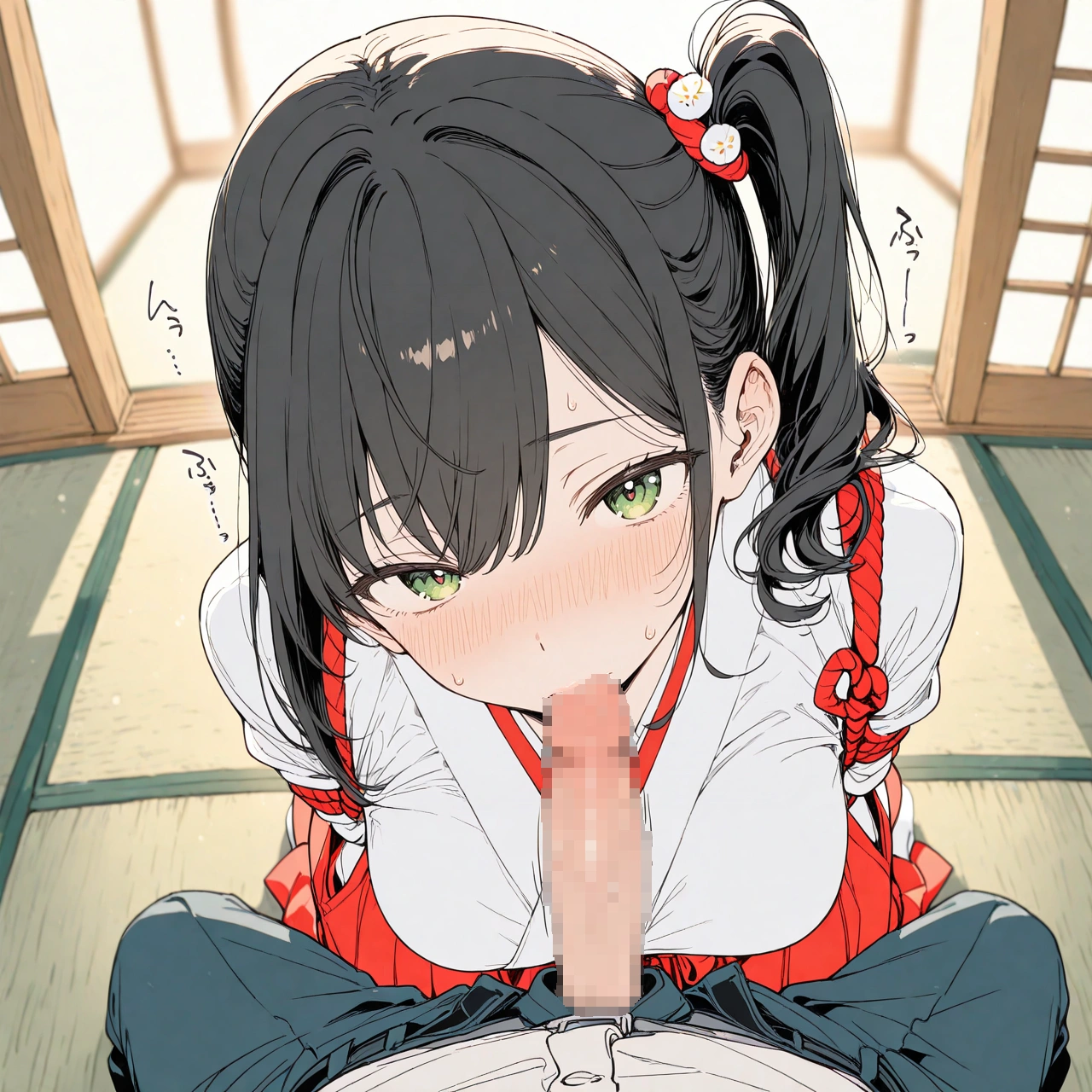 ポニテの巫女さんをガムテープでふさいで拘束レイプ！！ 5